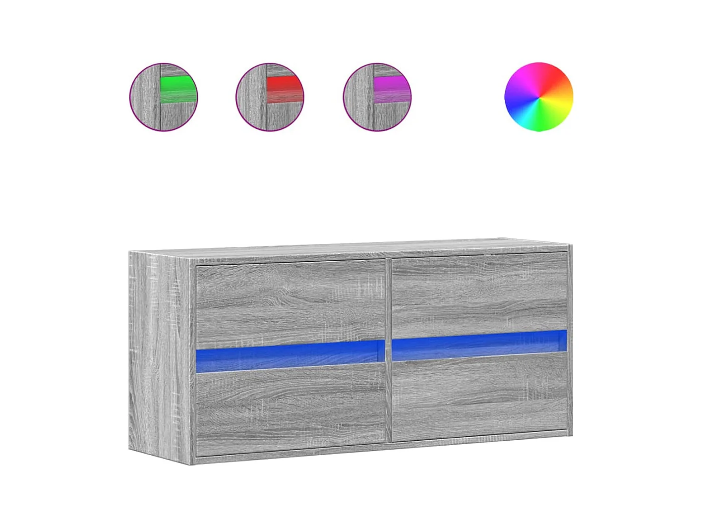 Tv-wandmeubel | TV-kast | Tv-Bank met LED-verlichting 100x31x45 cm grijs sonoma