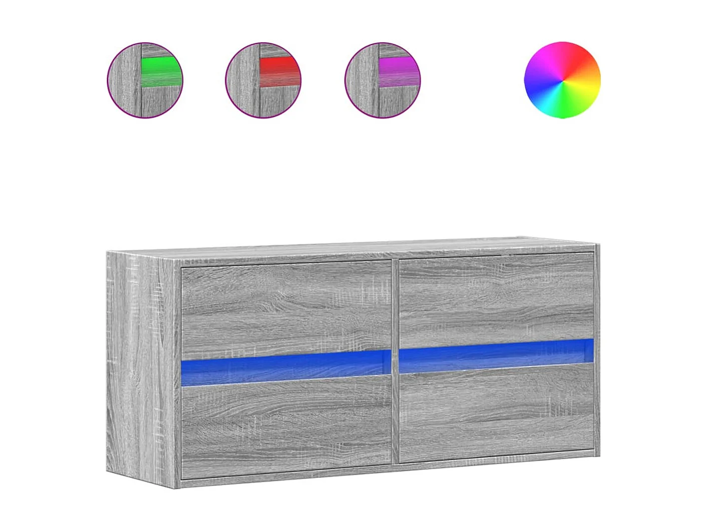 Meuble TV | Banc TV | Armoire TV mural avec lumières LED sonoma gris 100x31x45 cm