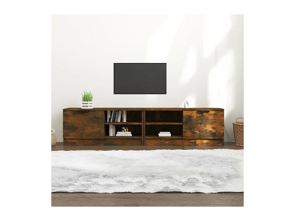 muebles para TV  | Gabinetes de TV |  Muebles de salón 2 uds contrachapado roble ahumado 80x35x36,5 cm