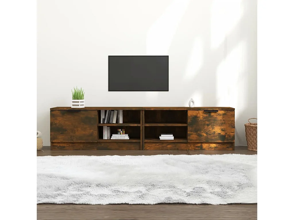 muebles para TV  | Gabinetes de TV |  Muebles de salón 2 uds contrachapado roble ahumado 80x35x36,5 cm