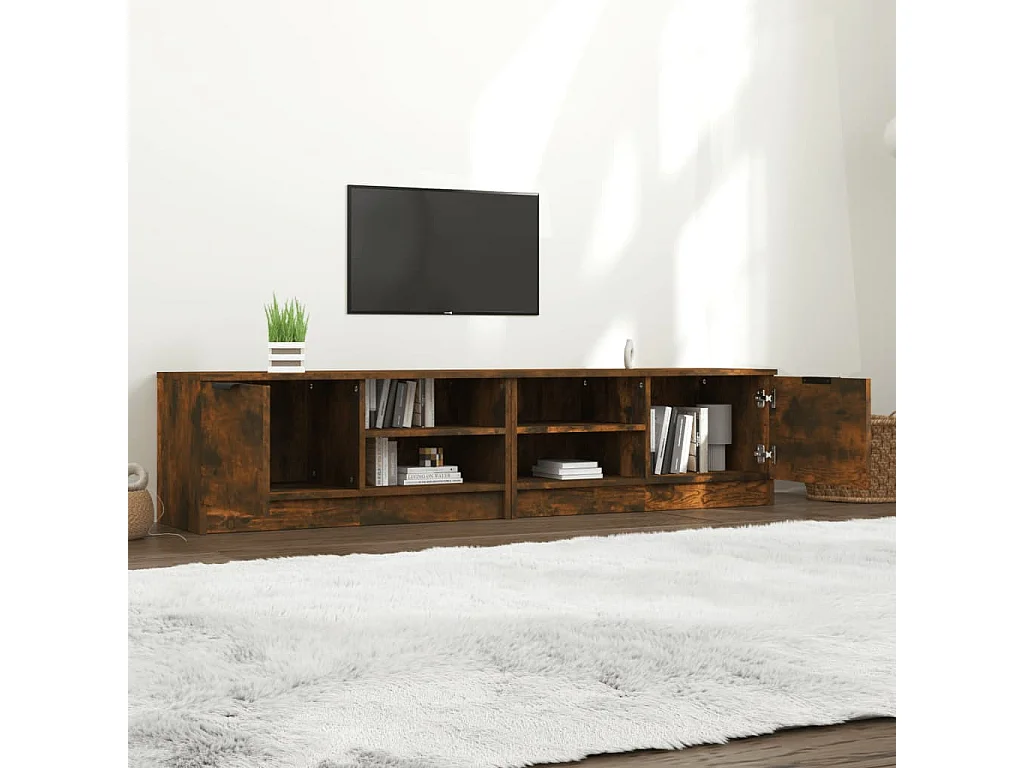 muebles para TV  | Gabinetes de TV |  Muebles de salón 2 uds contrachapado roble ahumado 80x35x36,5 cm