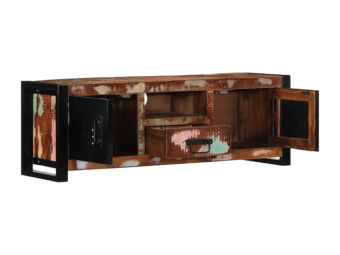 Meuble TV | Banc TV | Armoire TV 100x30x35 cm bois de récupération massif