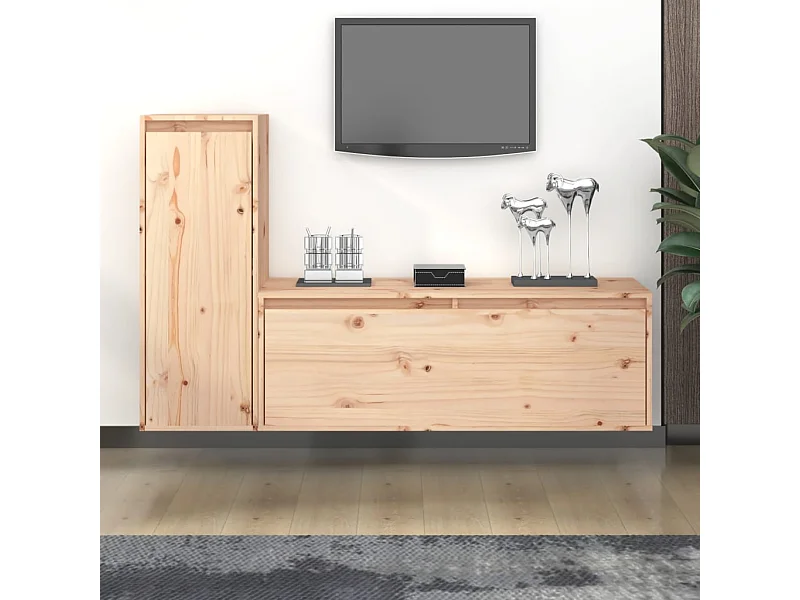 muebles para TV  | Gabinetes de TV |  Muebles de salón 2 piezas madera maciza de pino