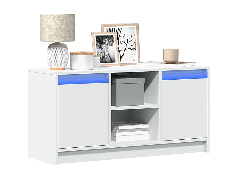 Mueble de TV | Mueble de salón con LED madera de ingeniería blanco 100x34x50 cm