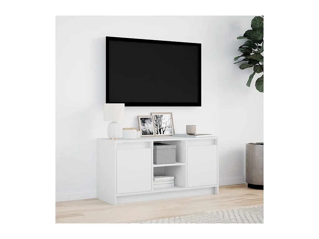 Mueble de TV | Mueble de salón con LED madera de ingeniería blanco 100x34x50 cm