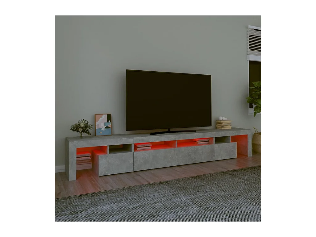 Mueble de TV | Mueble de salón con luces LED gris hormigón 260x36,5x40 cm