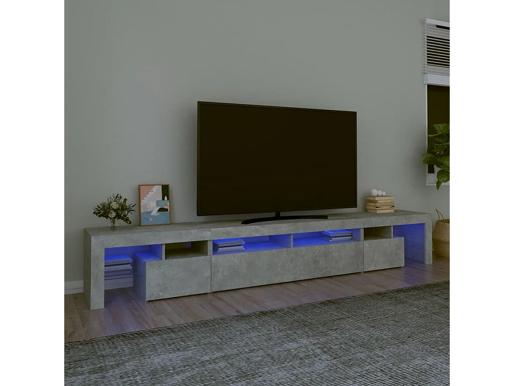 Mueble de TV | Mueble de salón con luces LED gris hormigón 260x36,5x40 cm