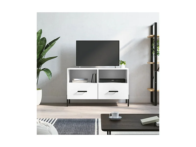 Mueble para TV  | Gabinete de TV |  Mueble de salón madera contrachapada blanco 80x36x50 cm