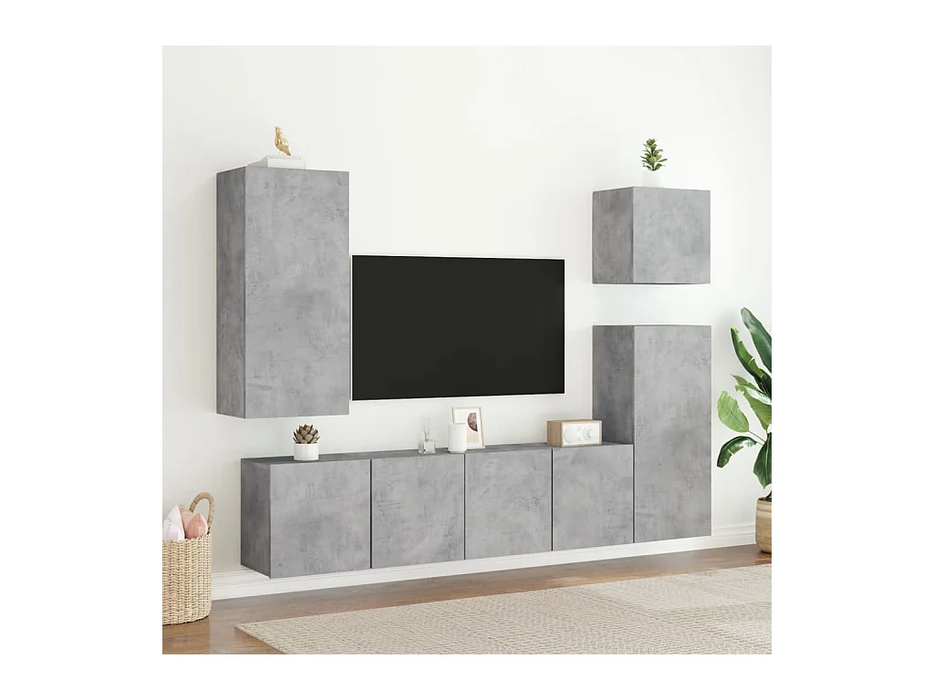 muebles para TV  | Gabinetes de TV |  Muebles de salón de pared 2 unidades gris hormigón 80x30x41 cm