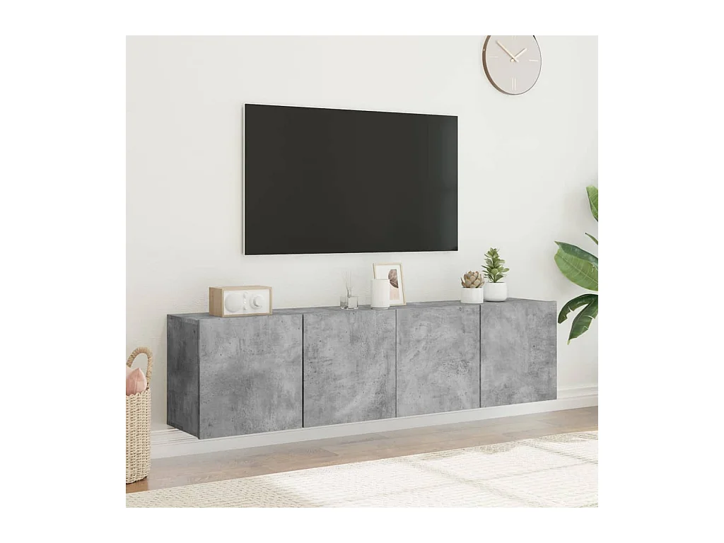 muebles para TV  | Gabinetes de TV |  Muebles de salón de pared 2 unidades gris hormigón 80x30x41 cm