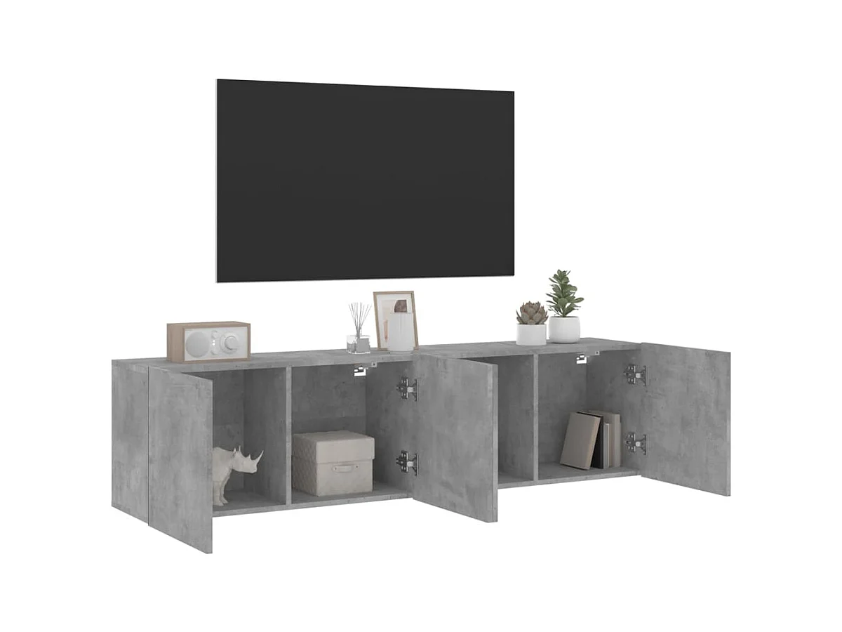 muebles para TV  | Gabinetes de TV |  Muebles de salón de pared 2 unidades gris hormigón 80x30x41 cm