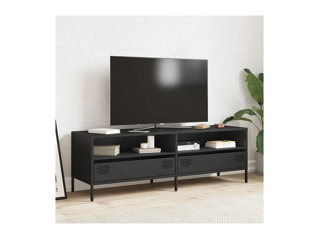 Mueble para TV  | Gabinete de TV |  Mueble de salón acero laminado en frío negro 135x39x43,5 cm