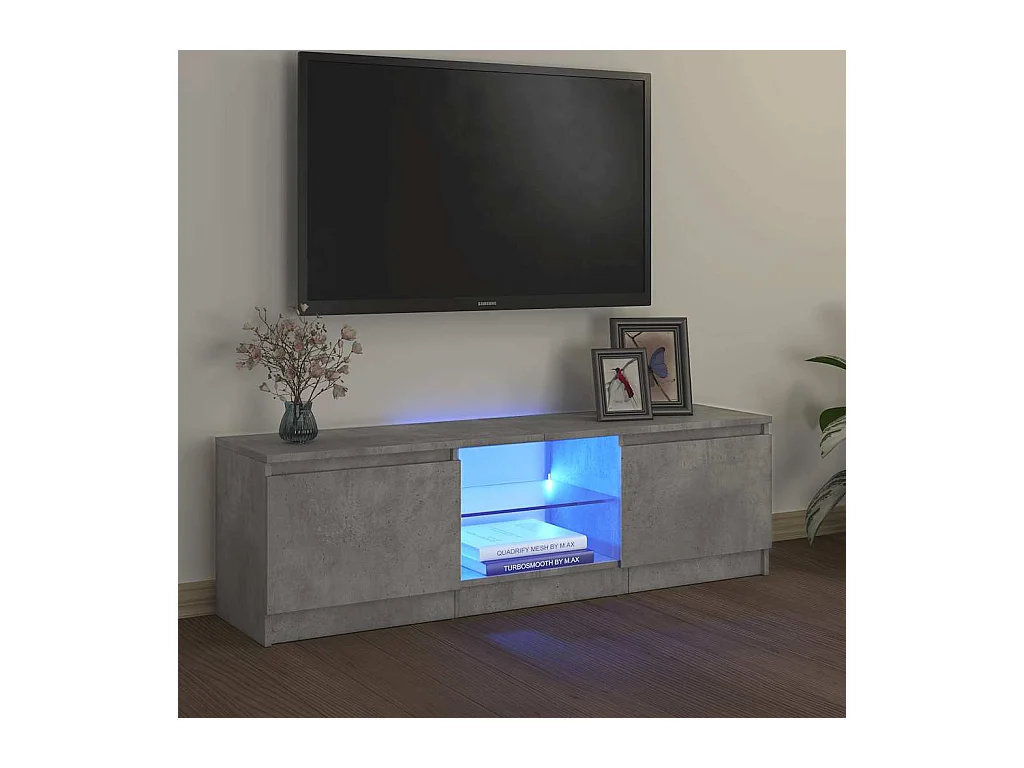 Mueble de TV | Mueble de salón con luces LED gris hormigón 120x30x36 cm