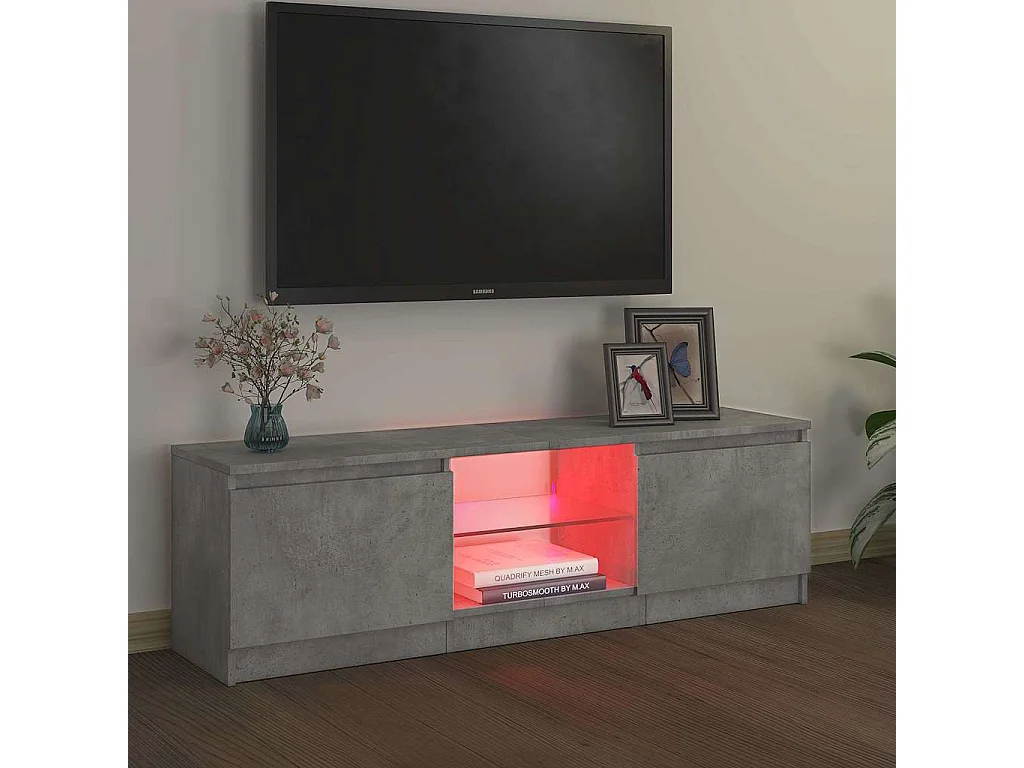 Mueble de TV | Mueble de salón con luces LED gris hormigón 120x30x36 cm