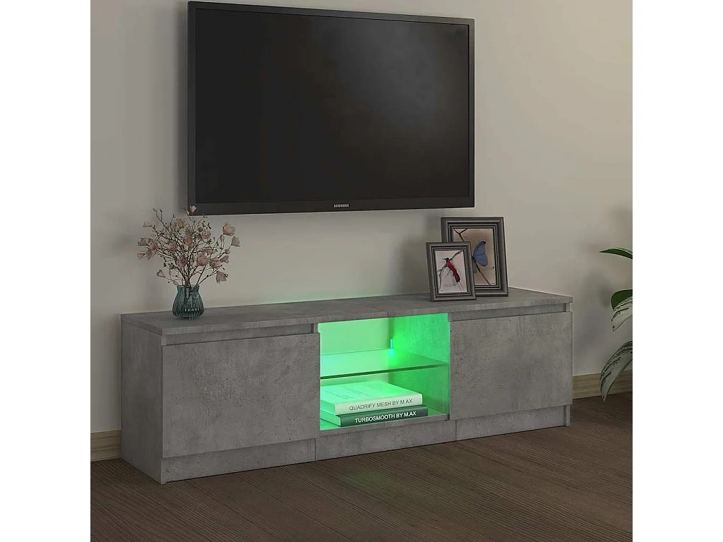 Mueble de TV | Mueble de salón con luces LED gris hormigón 120x30x36 cm