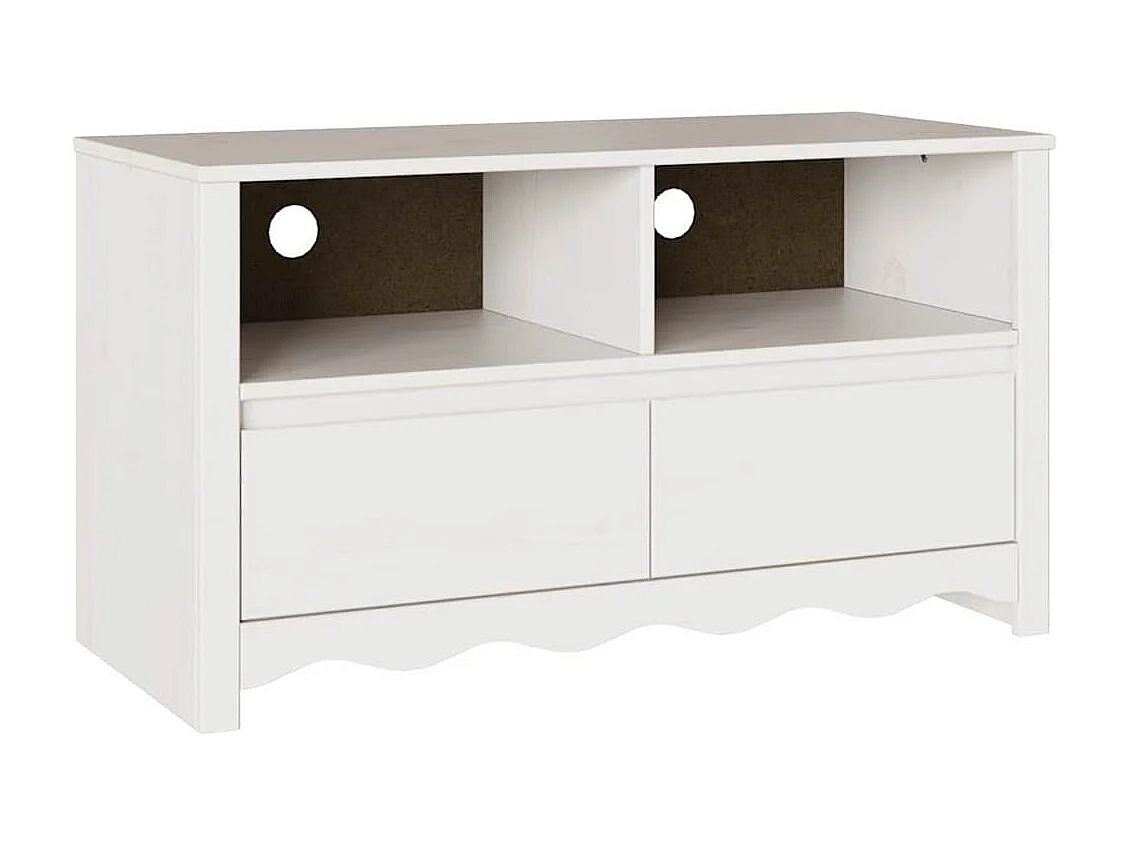 Meuble TV | Banc TV | Armoire TV "DRAMMEN" Blanc 99x43x55 cm en bois massif de pin