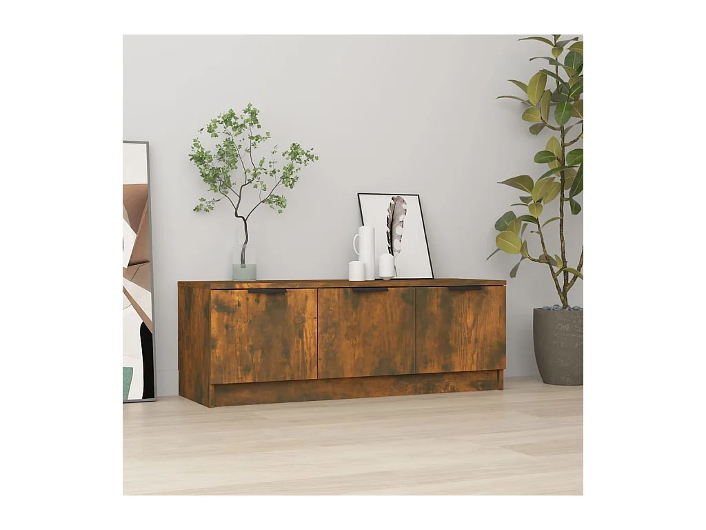 Meuble TV | Banc TV | Armoire TV Chêne fumé 102x35x36,5 cm Bois d'ingénierie