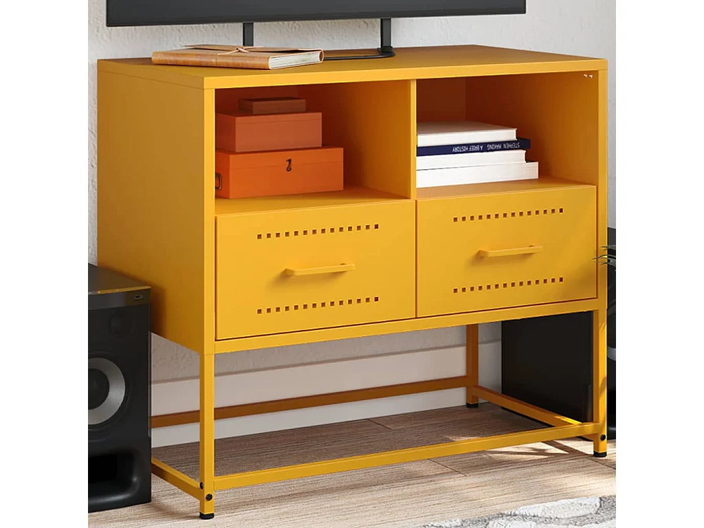 Tv-meubel | Tv-Bank | TV-kast68x39x60,5 cm staal mosterdgeel