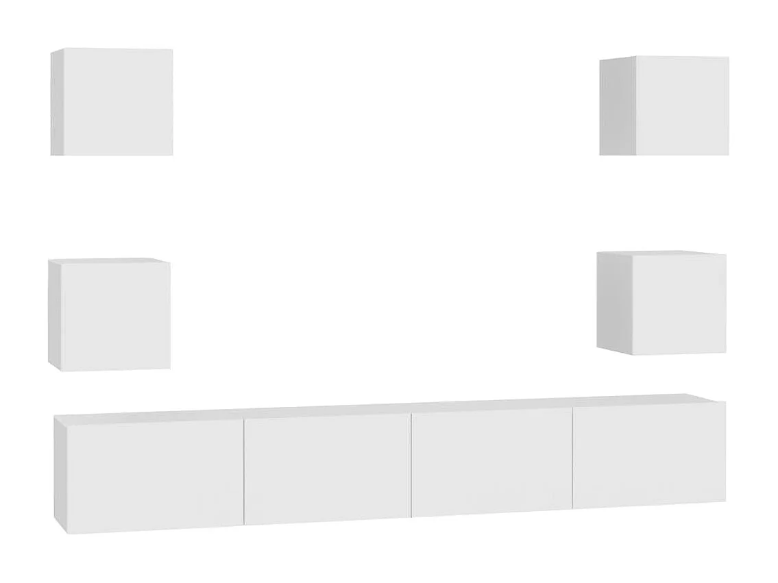 Ensemble de meubles TV | Bancs TV | Armoires TV 6 pcs Blanc Bois d'ingénierie