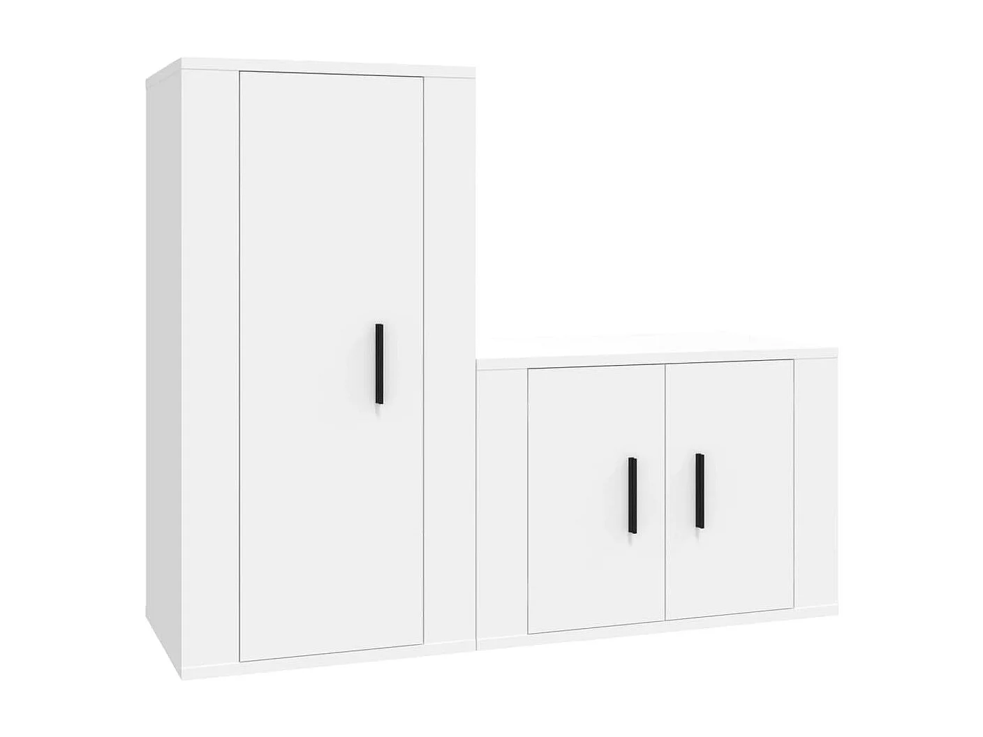 Set de muebles de TV | Gabinetes de TV |  Muebles de salón 2 piezas madera contrachapada blanco