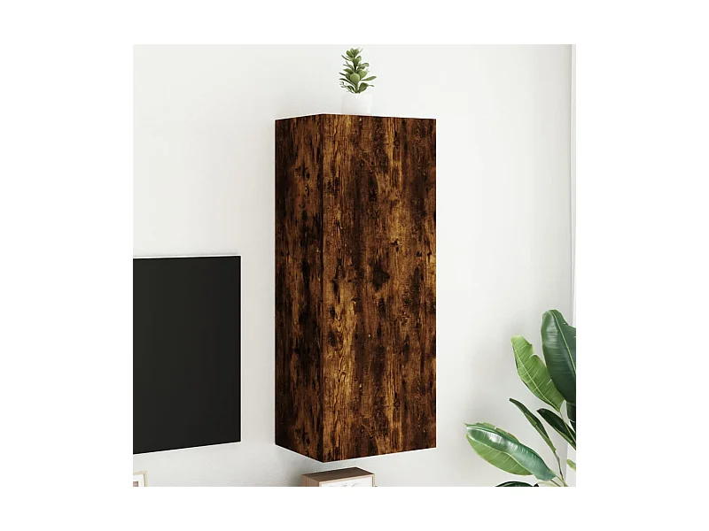 Mueble de TV | Mueble de salón de pared madera roble ahumado 40,5x30x102 cm