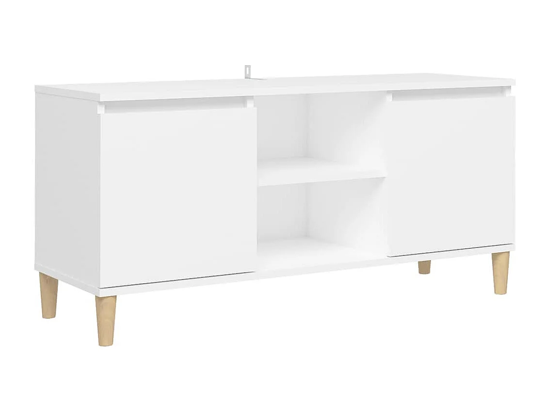 Mueble de TV | Mueble de salón con patas de madera maciza blanco 103,5x35x50 cm