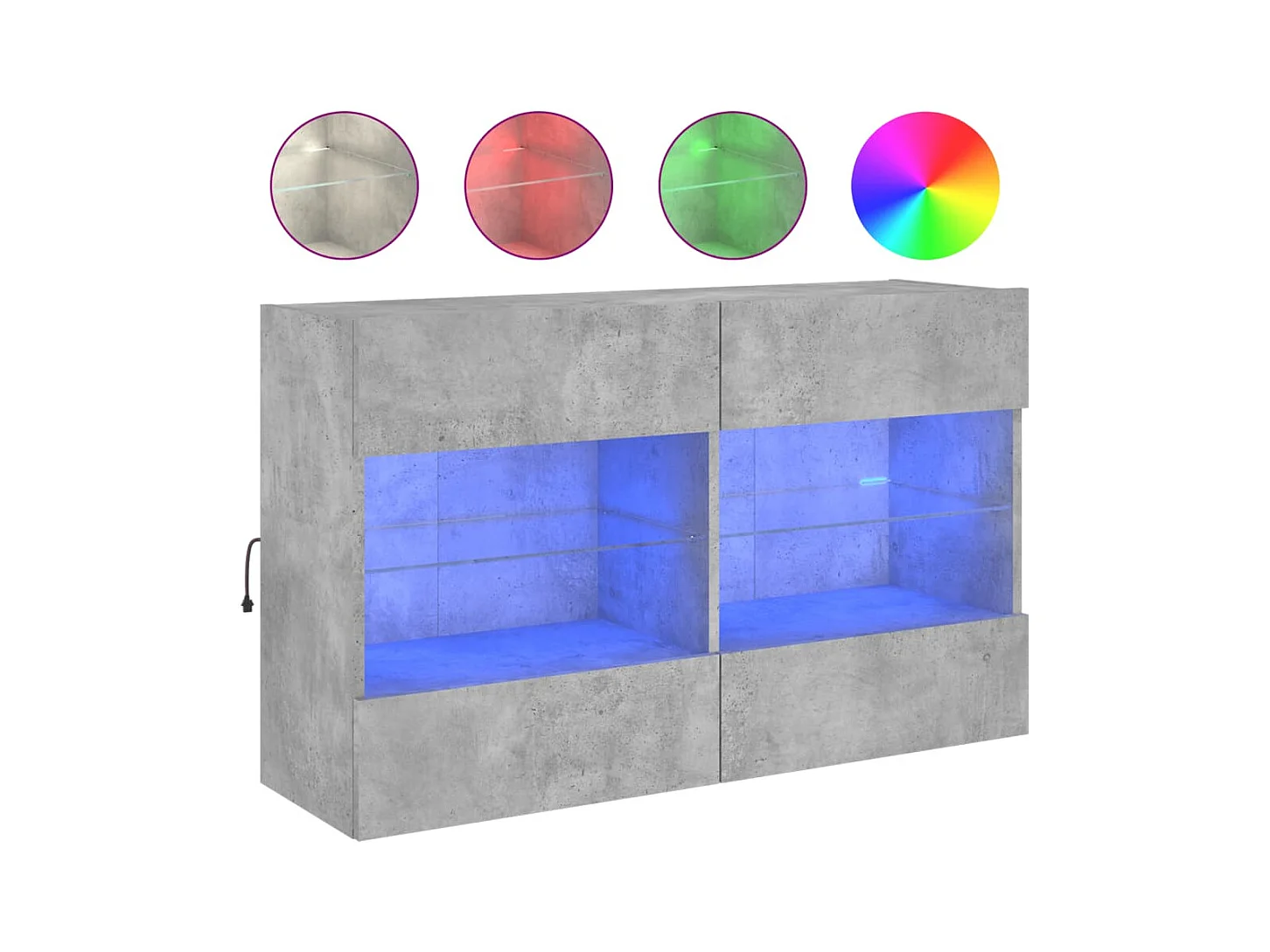 Mueble TV | Gabinete de TV | Mueble de salón de pared con luces LED gris hormigón 98,5x30x60,5 cm