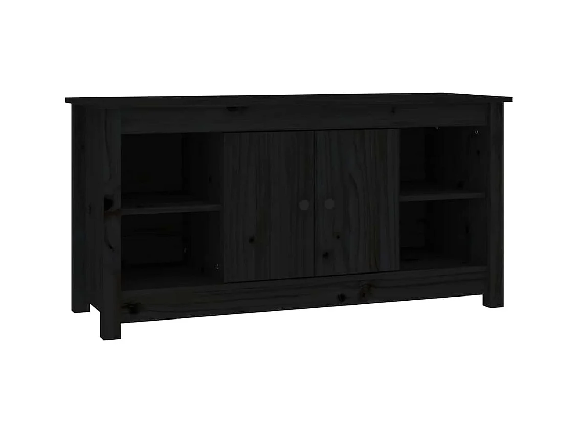 Mueble de TV | Mueble de salón de madera maciza de pino negro 103x36,5x52 cm