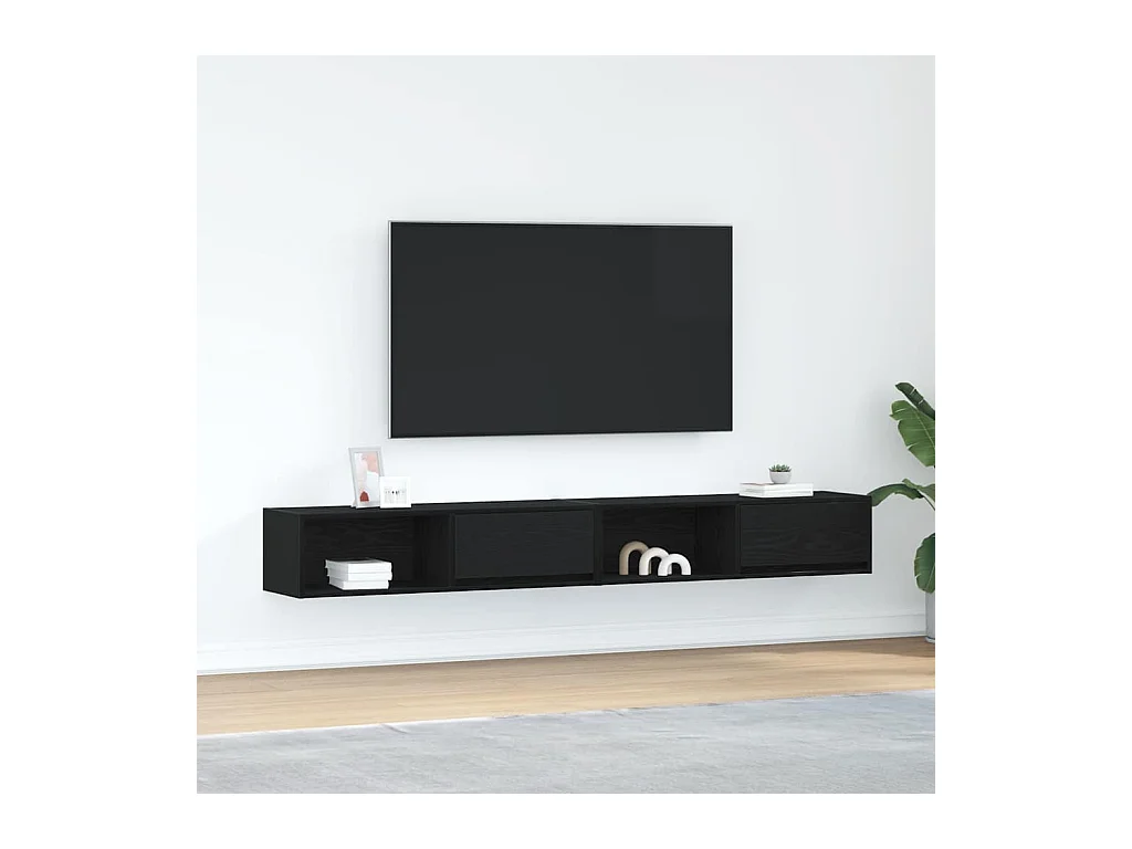 Muebles de TV | Gabinetes de TV |  Muebles de salón 2 uds Roble Negro 100x31x25,5cm Madera ingeniería