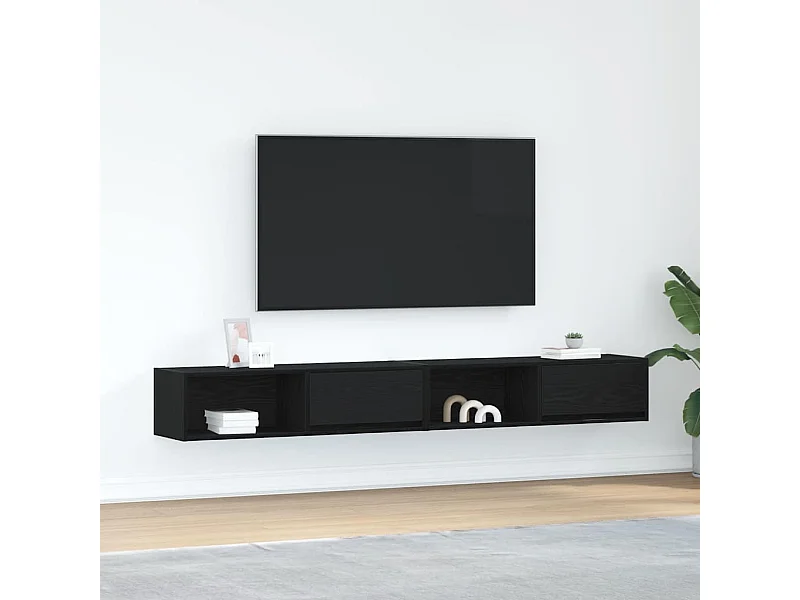 Muebles de TV | Gabinetes de TV |  Muebles de salón 2 uds Roble Negro 100x31x25,5cm Madera ingeniería