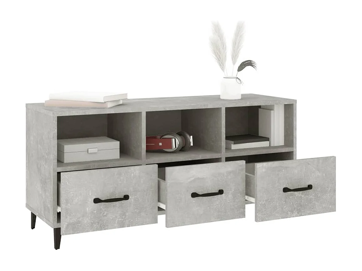 Mueble de TV | Mueble de salón madera contrachapada gris hormigón 102x35x50 cm