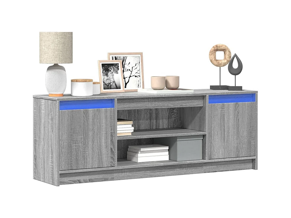 Tv-meubel | Tv-Bank | TV-kastmet LED 139,5x34x50 cm bewerkt hout grijs sonoma