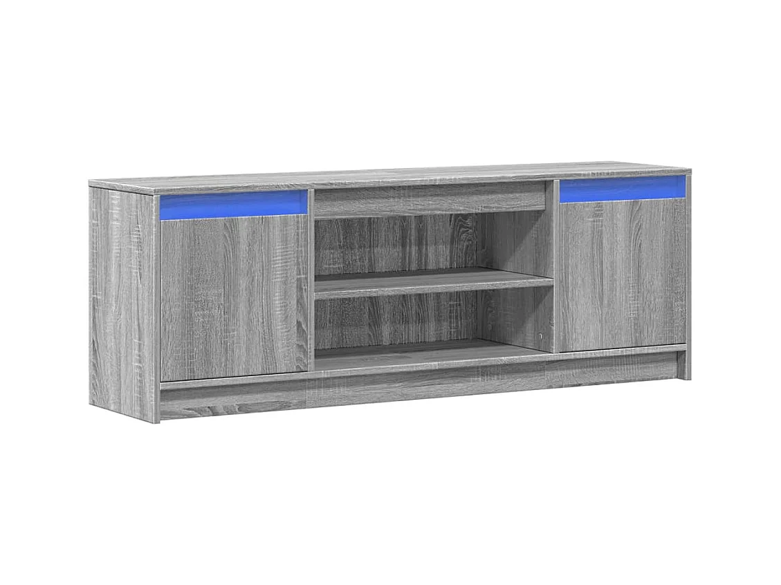 Tv-meubel | Tv-Bank | TV-kastmet LED 139,5x34x50 cm bewerkt hout grijs sonoma