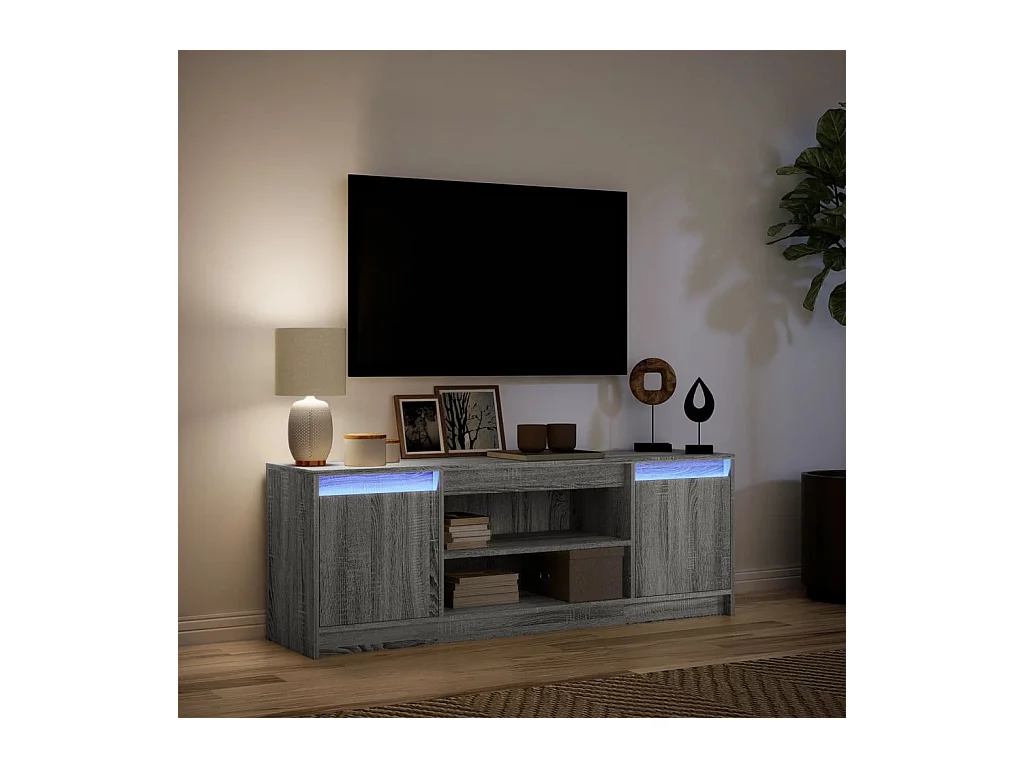 Tv-meubel | Tv-Bank | TV-kastmet LED 139,5x34x50 cm bewerkt hout grijs sonoma