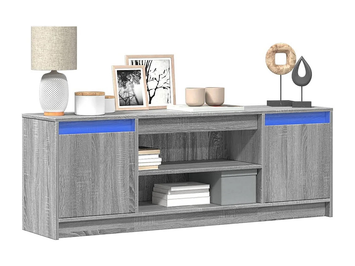 Mueble de TV | Mueble de salón LED madera ingeniería gris Sonoma 139,5x34x50 cm