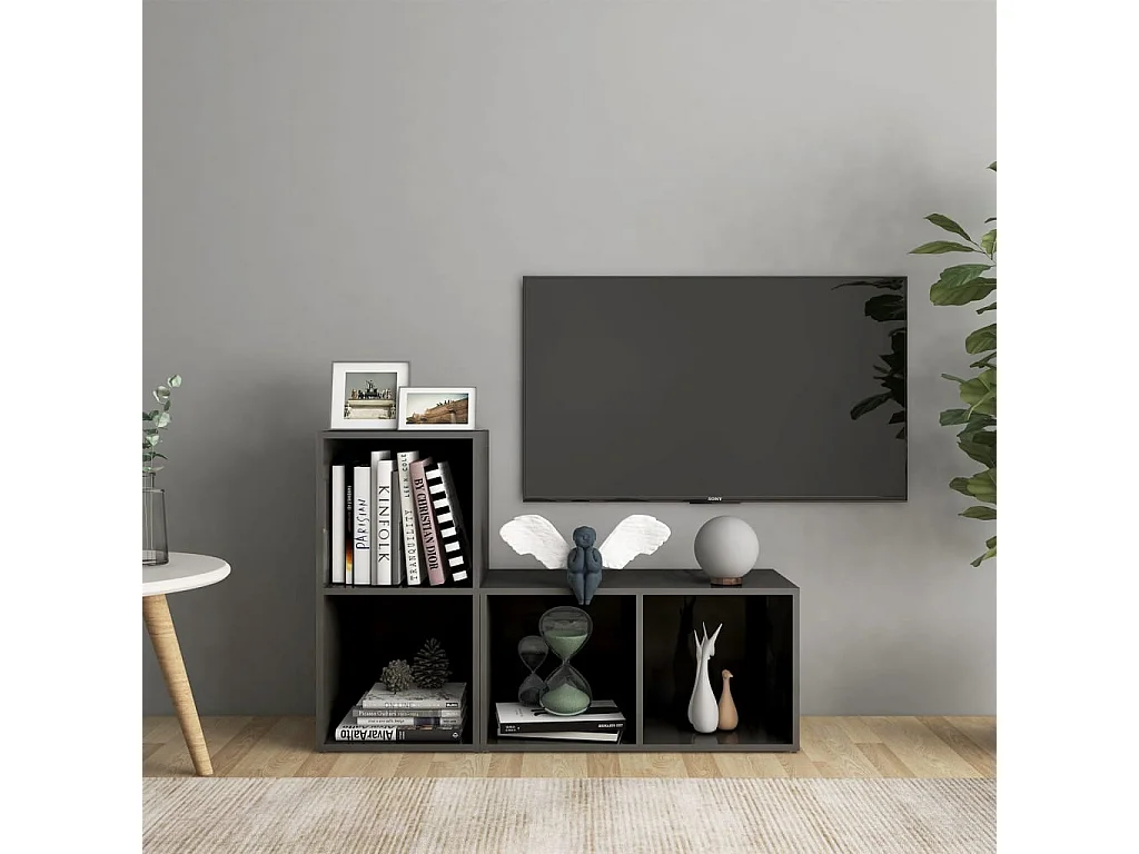 Meubles TV | Bancs TV | Armoires TV 2 pcs Gris brillant 72x35x36,5 cm Bois d'ingénierie