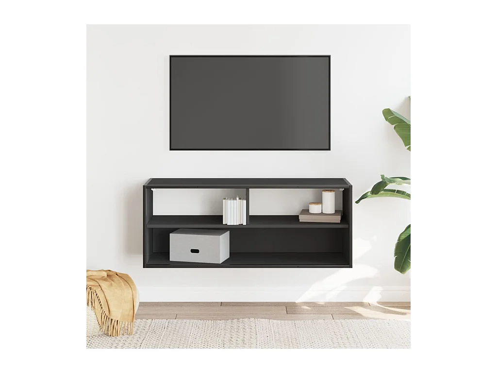 Mueble de TV | Mueble de salón madera de ingeniería y metal negro 100x31x39,5 cm