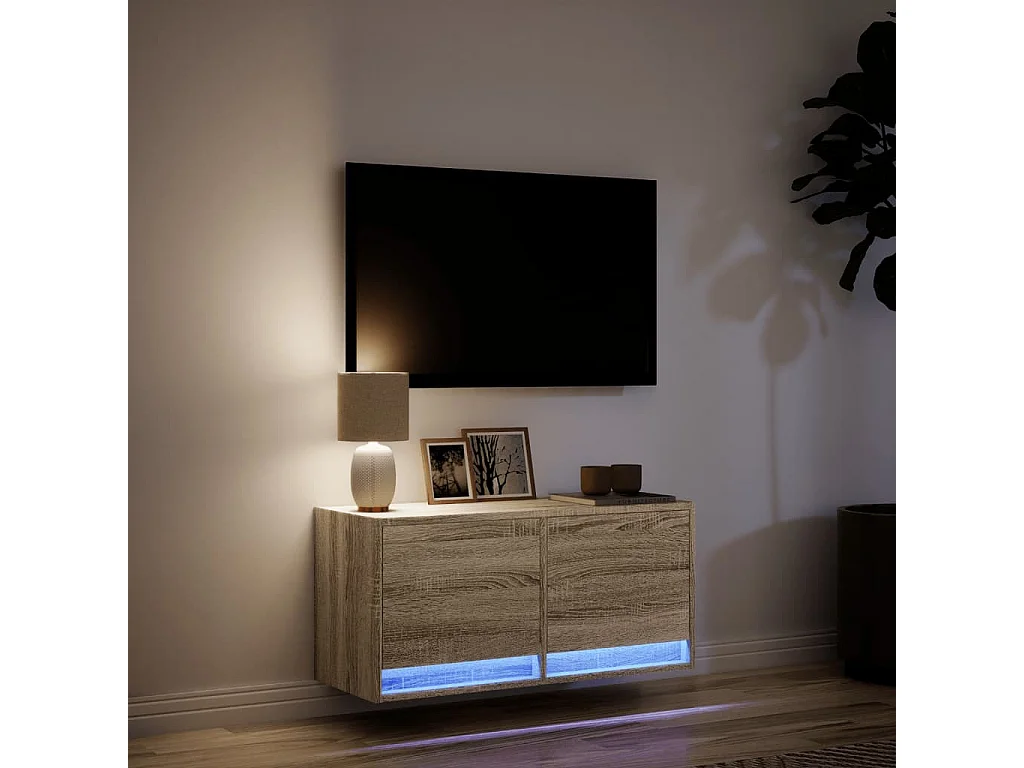 Tv-wandmeubel | TV-kast | Tv-Bank met LED-verlichting 80x31x35 cm sonoma eikenkleur
