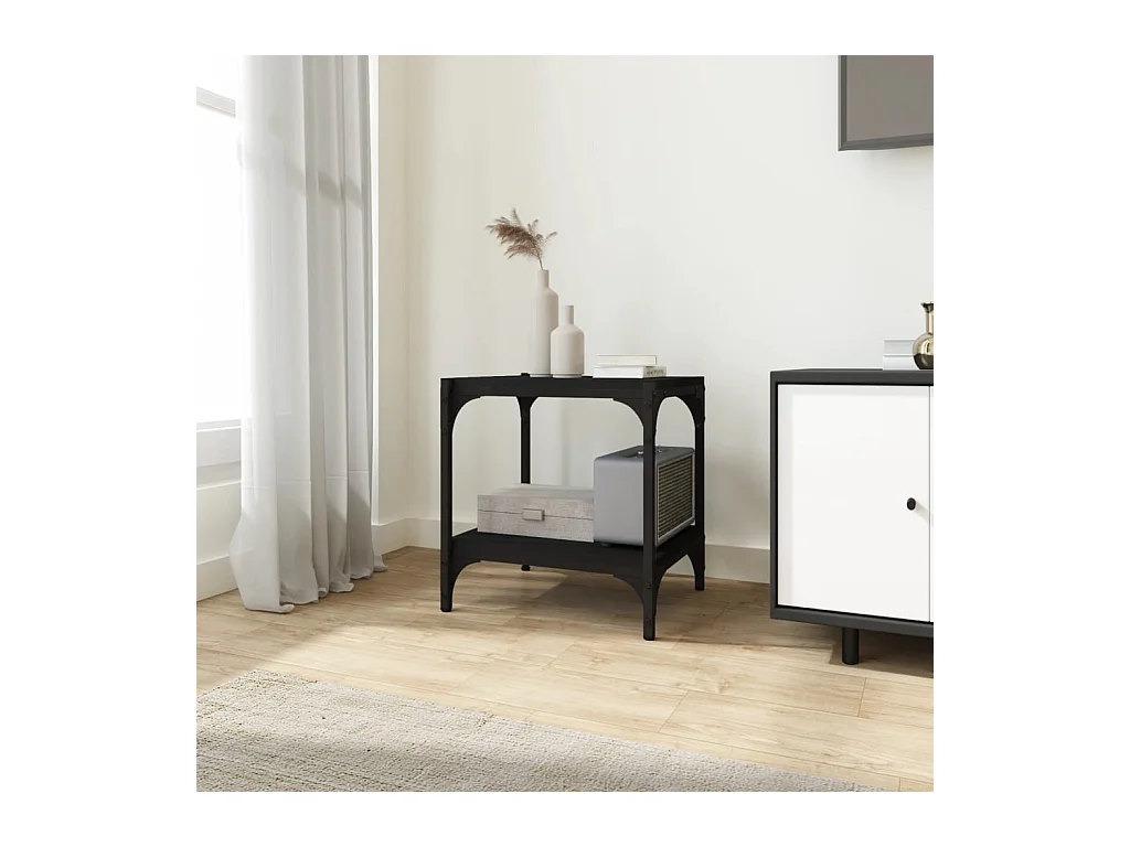 Mueble para TV  | Gabinete de TV |  Mueble de salón madera contrachapada y acero negro 40x33x41 cm