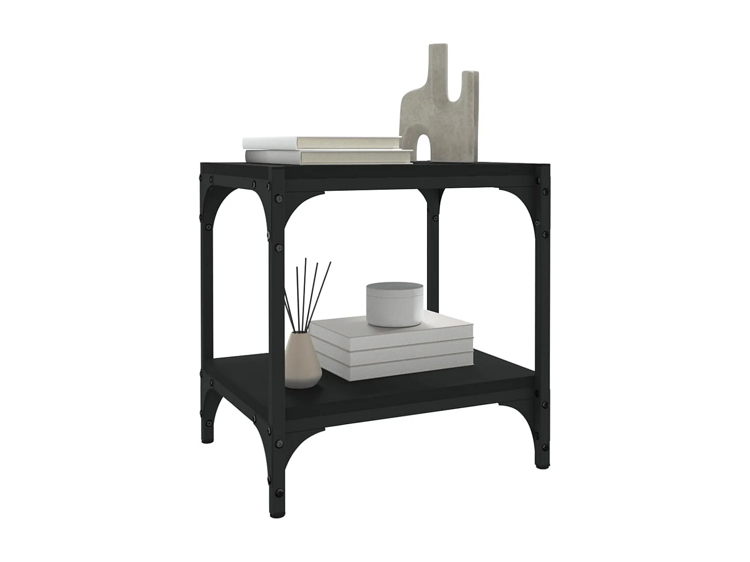 Mueble para TV  | Gabinete de TV |  Mueble de salón madera contrachapada y acero negro 40x33x41 cm