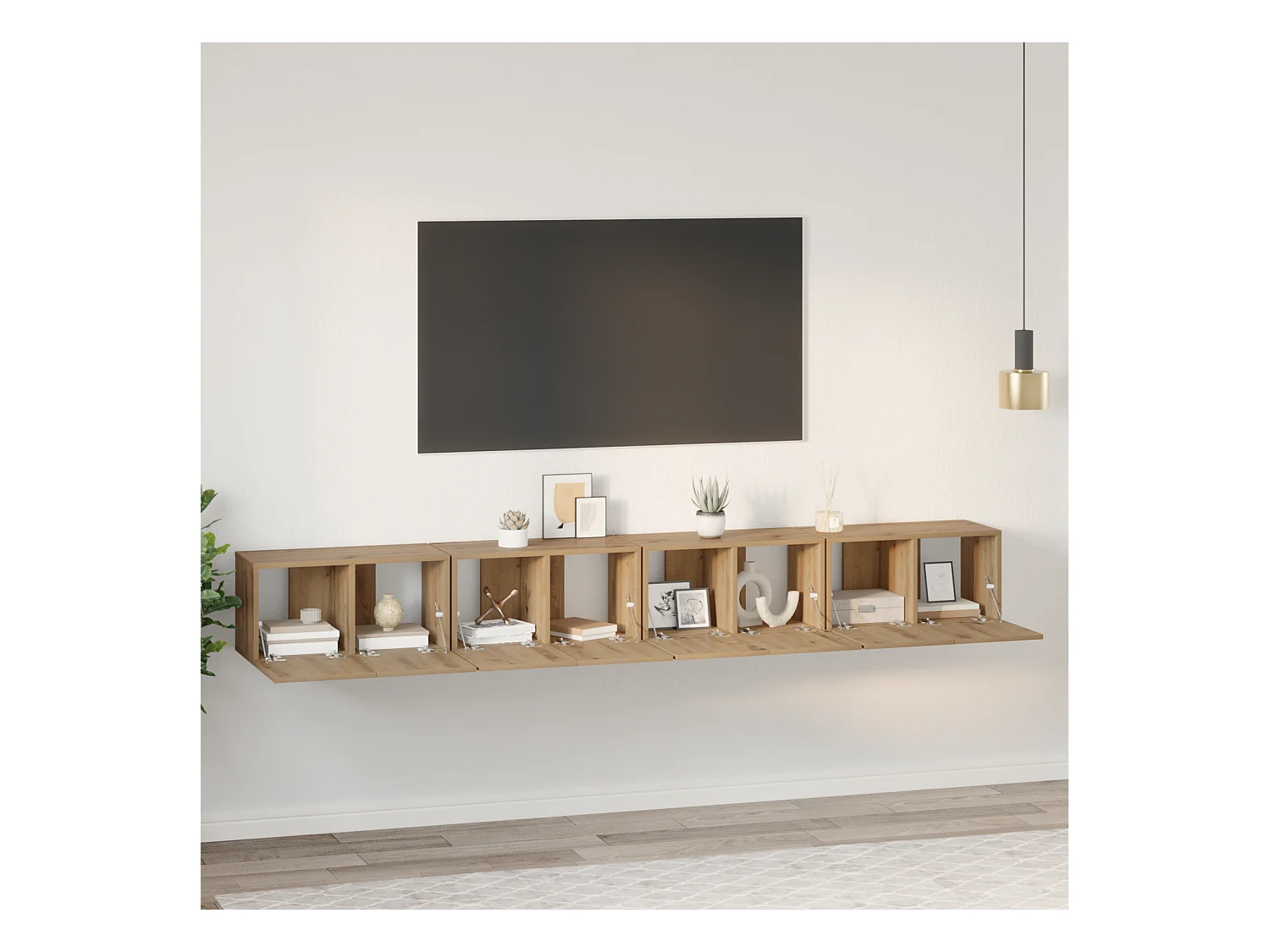 Tv-meubelset | Tv-Bank | TV-kast 4 pcs Ambachtelijk eiken Medium 60 x 30 x 30.5 cm