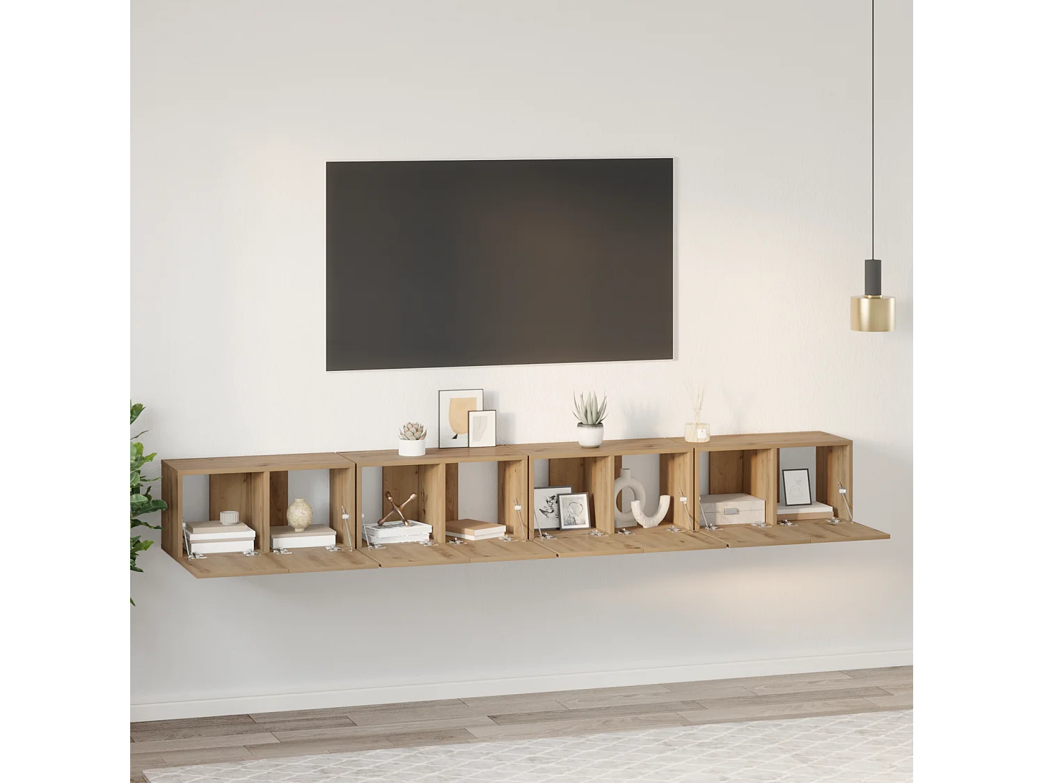 Tv-meubelset | Tv-Bank | TV-kast 4 pcs Ambachtelijk eiken Medium 60 x 30 x 30.5 cm