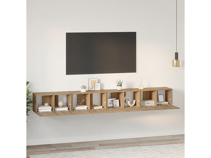 Tv-meubelset | Tv-Bank | TV-kast 4 pcs Ambachtelijk eiken Medium 60 x 30 x 30.5 cm