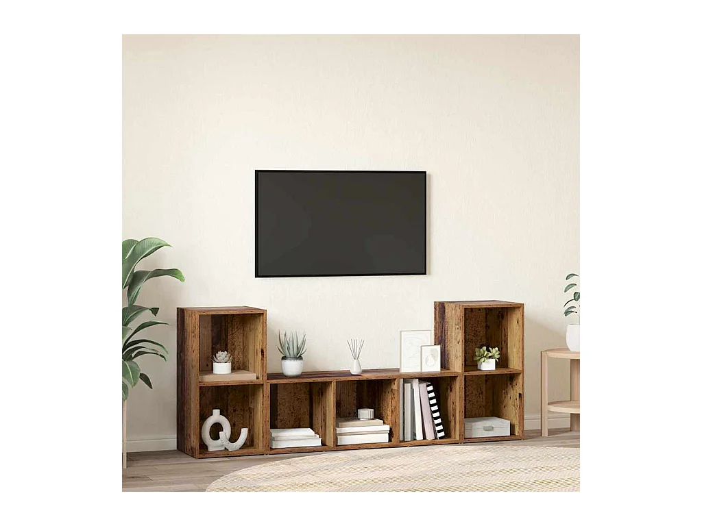 Gabinete de TV | Mueble de TV | Mueble de salón 3 pcs Marrón 107 x 35 x 37 cm