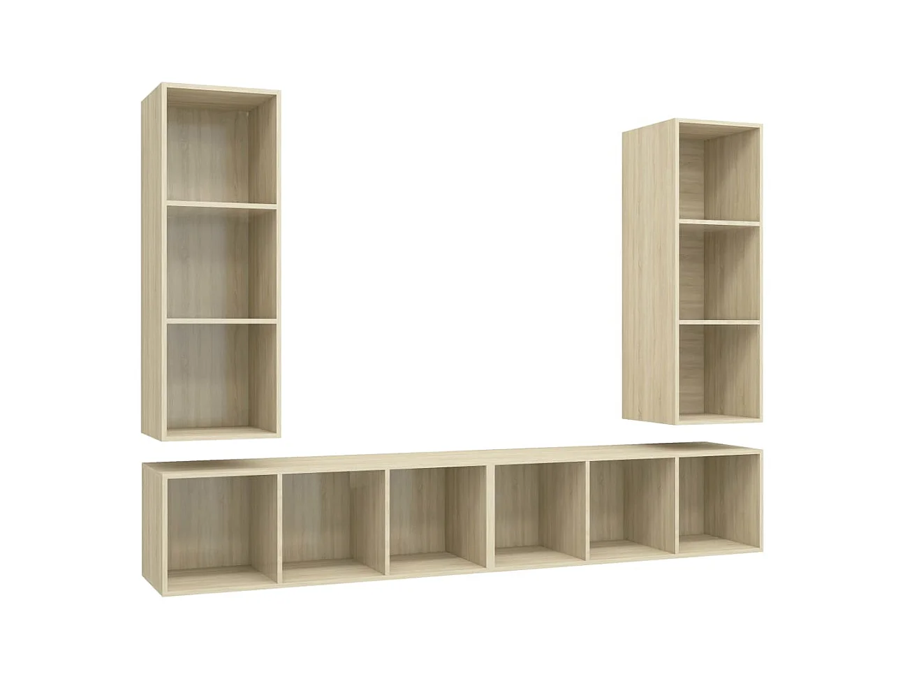 Muebles de salón | Gabinetes de TV |  Muebles de TV de pared 4 pzas madera ingeniería roble Sonoma