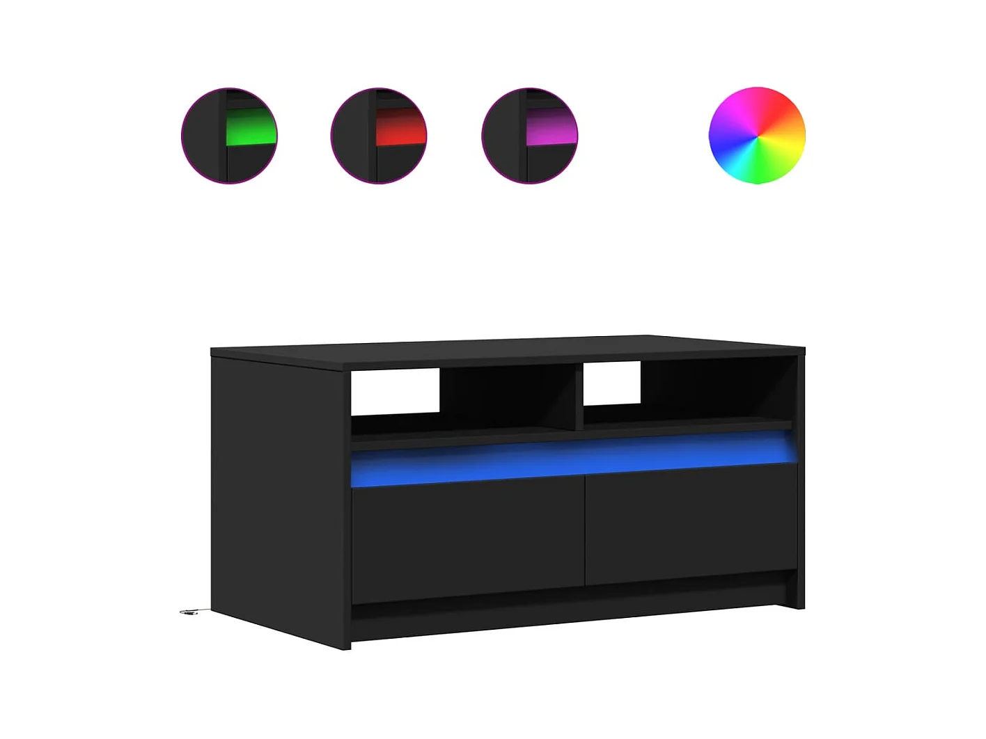 Table basse salon-Table d'appoint avec lumières LED noir bois d'ingénierie SHL57041