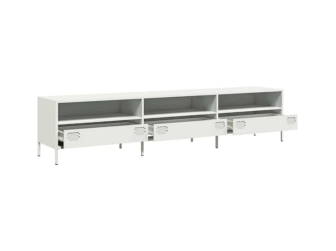 Mueble para TV  | Gabinete de TV |  Mueble de salón acero laminado en frío blanco 202x39x43,5 cm