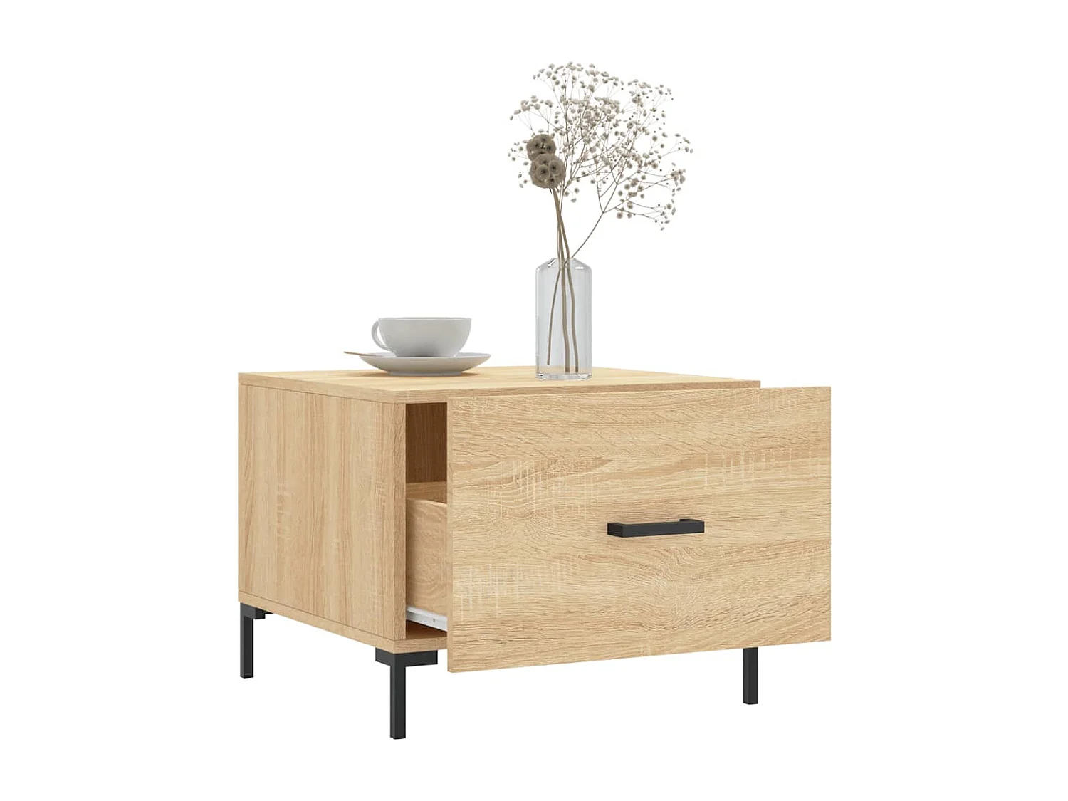 Salontafel Set van 2 | Bijzettafel | Koffietafel 2 st 50x50x40 cm bewerkt hout sonoma eikenkleurig
