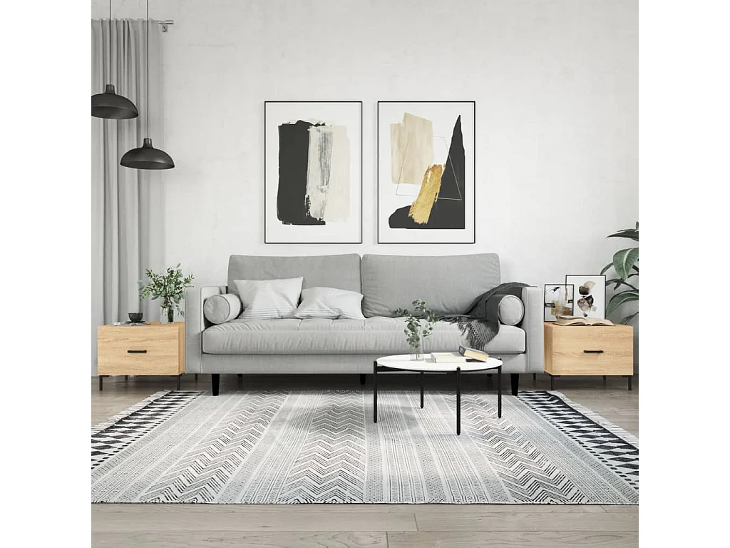 Salontafel Set van 2 | Bijzettafel | Koffietafel 2 st 50x50x40 cm bewerkt hout sonoma eikenkleurig