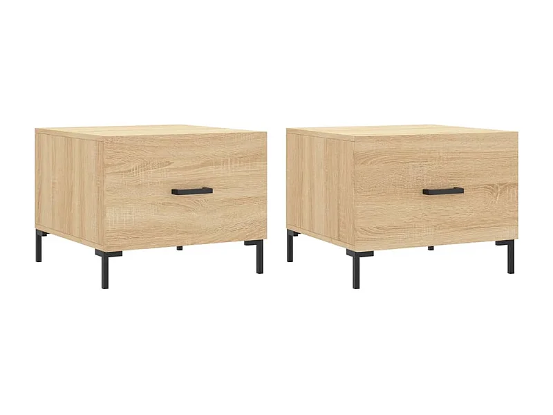 Salontafel Set van 2 | Bijzettafel | Koffietafel 2 st 50x50x40 cm bewerkt hout sonoma eikenkleurig